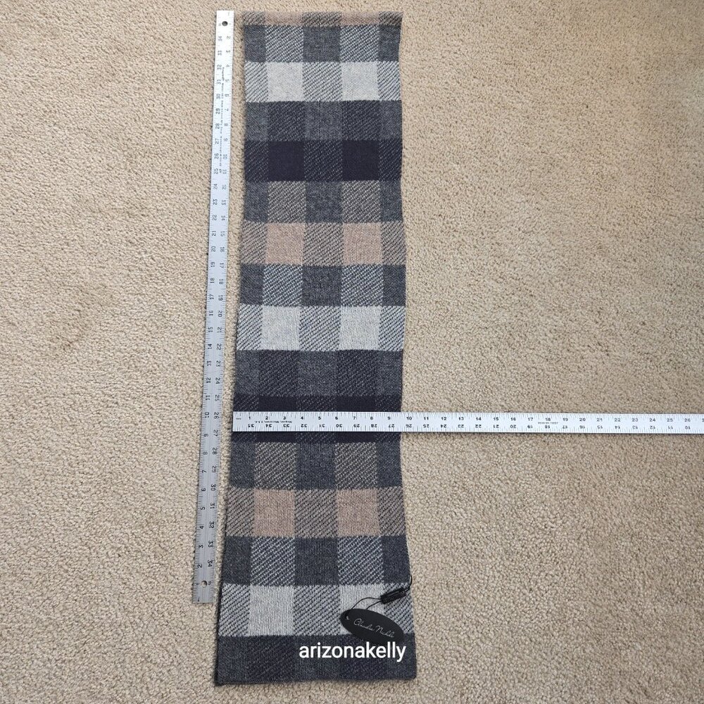 NWT Merino & Cashmere Knit Scarf Grey, Black & Tan Alashan Claudia Nichole - Picture 8 of 12